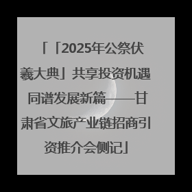 「2025年公祭伏羲大典」共享投资机遇 同谱发展新篇——甘肃省文旅产业链招商引资推介会侧记