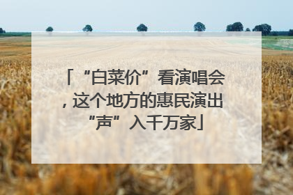 “白菜价”看演唱会，这个地方的惠民演出“声”入千万家