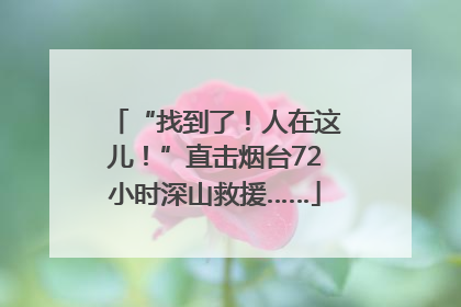 “找到了！人在这儿！”直击烟台72小时深山救援……