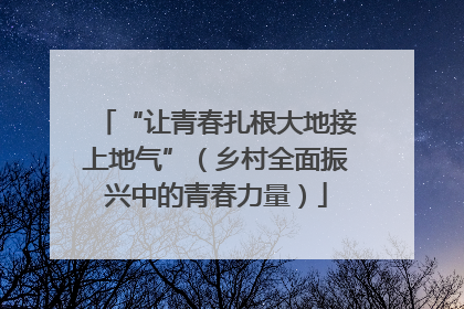 “让青春扎根大地接上地气”（乡村全面振兴中的青春力量）