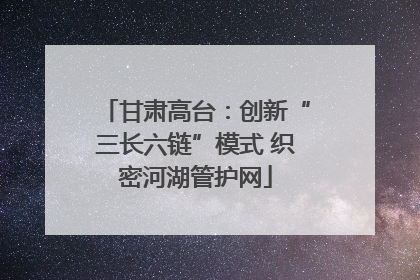 甘肃高台：创新“三长六链”模式 织密河湖管护网