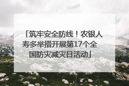 筑牢安全防线！农银人寿多举措开展第17个全国防灾减灾日活动