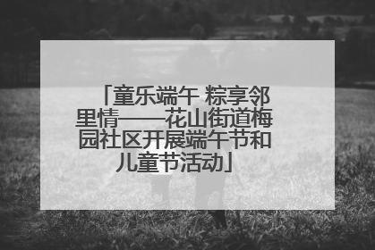童乐端午 粽享邻里情——花山街道梅园社区开展端午节和儿童节活动