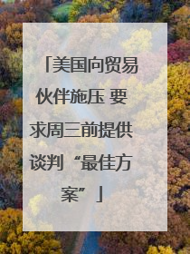 美国向贸易伙伴施压 要求周三前提供谈判“最佳方案”