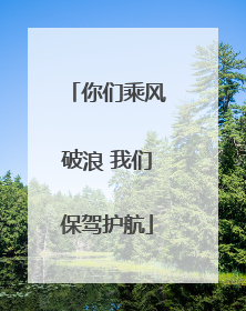 你们乘风破浪 我们保驾护航