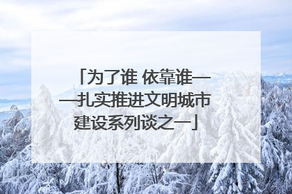 为了谁 依靠谁——扎实推进文明城市建设系列谈之一