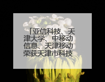 亚信科技、天津大学、中移动信息、天津移动荣获天津市科技进步一等奖