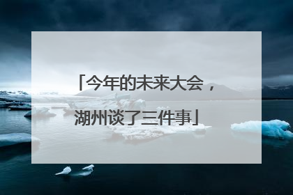今年的未来大会，湖州谈了三件事