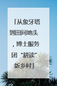 从象牙塔到田间地头，博士服务团“耕读”新乡村