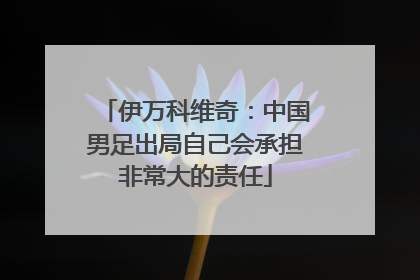 伊万科维奇：中国男足出局自己会承担非常大的责任