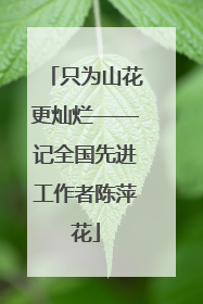 只为山花更灿烂——记全国先进工作者陈萍花
