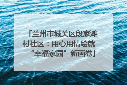 兰州市城关区段家滩村社区：用心用情绘就“幸福家园”新画卷