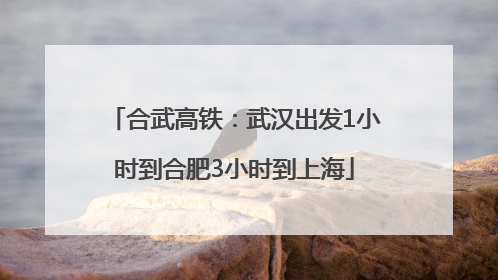 合武高铁：武汉出发1小时到合肥3小时到上海