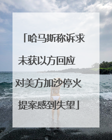 哈马斯称诉求未获以方回应 对美方加沙停火提案感到失望