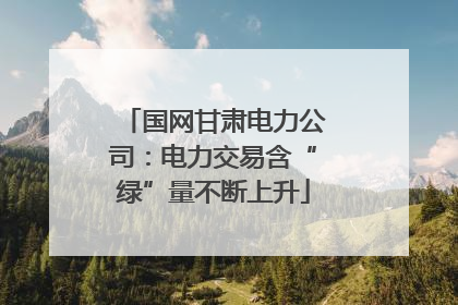 国网甘肃电力公司：电力交易含“绿”量不断上升