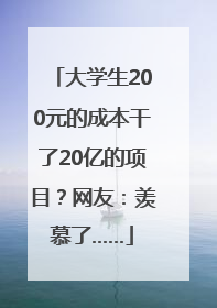 大学生200元的成本干了20亿的项目？网友：羡慕了……