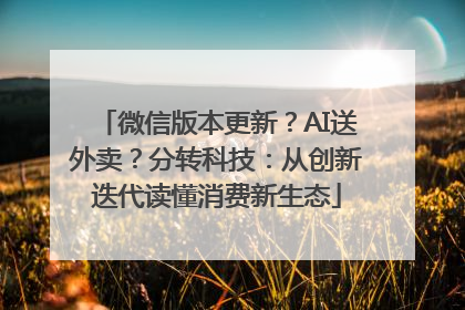 微信版本更新？AI送外卖？分转科技：从创新迭代读懂消费新生态