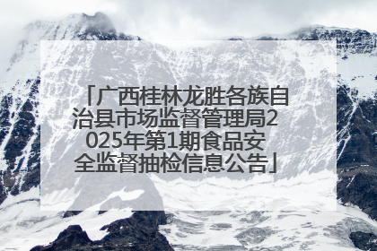 广西桂林龙胜各族自治县市场监督管理局2025年第1期食品安全监督抽检信息公告