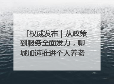 权威发布｜从政策到服务全面发力，聊城加速推进个人养老金制度落地