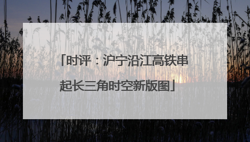 时评：沪宁沿江高铁串起长三角时空新版图