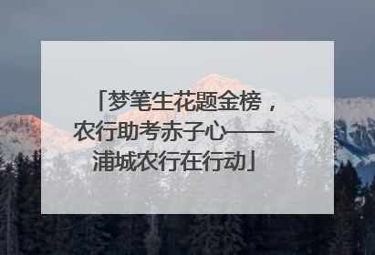 梦笔生花题金榜，农行助考赤子心——浦城农行在行动