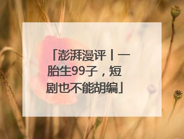 澎湃漫评丨一胎生99子，短剧也不能胡编