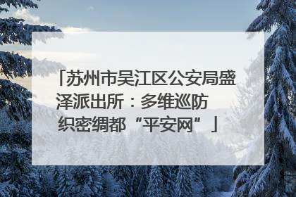 苏州市吴江区公安局盛泽派出所：多维巡防  织密绸都“平安网”