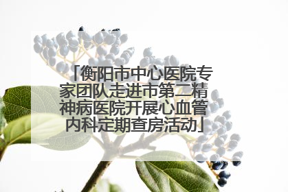 衡阳市中心医院专家团队走进市第二精神病医院开展心血管内科定期查房活动