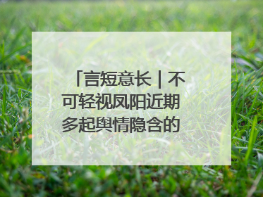言短意长｜不可轻视凤阳近期多起舆情隐含的深层次问题