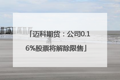 迈科期货：公司0.16%股票将解除限售
