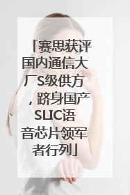 赛思获评国内通信大厂S级供方，跻身国产SLIC语音芯片领军者行列