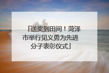 送奖到田间！菏泽市举行见义勇为先进分子表彰仪式