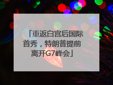 重返白宫后国际首秀，特朗普提前离开G7峰会