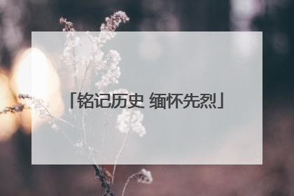 铭记历史 缅怀先烈