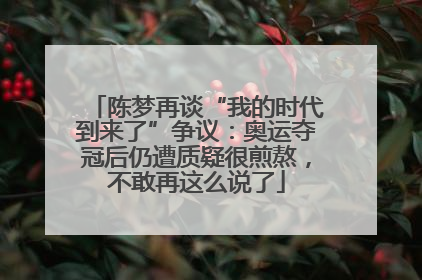 陈梦再谈“我的时代到来了”争议：奥运夺冠后仍遭质疑很煎熬，不敢再这么说了