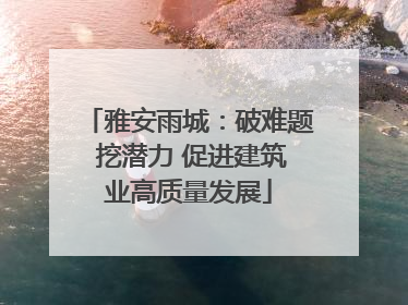 雅安雨城：破难题 挖潜力 促进建筑业高质量发展