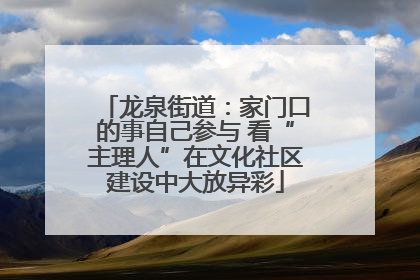 龙泉街道：家门口的事自己参与 看“主理人”在文化社区建设中大放异彩