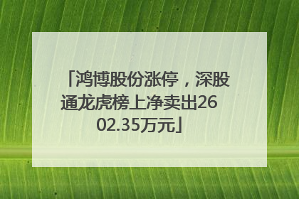 鸿博股份涨停，深股通龙虎榜上净卖出2602.35万元