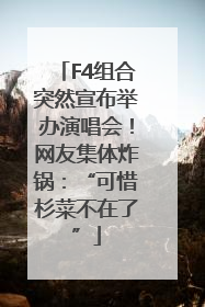 F4组合突然宣布举办演唱会！网友集体炸锅：“可惜杉菜不在了”